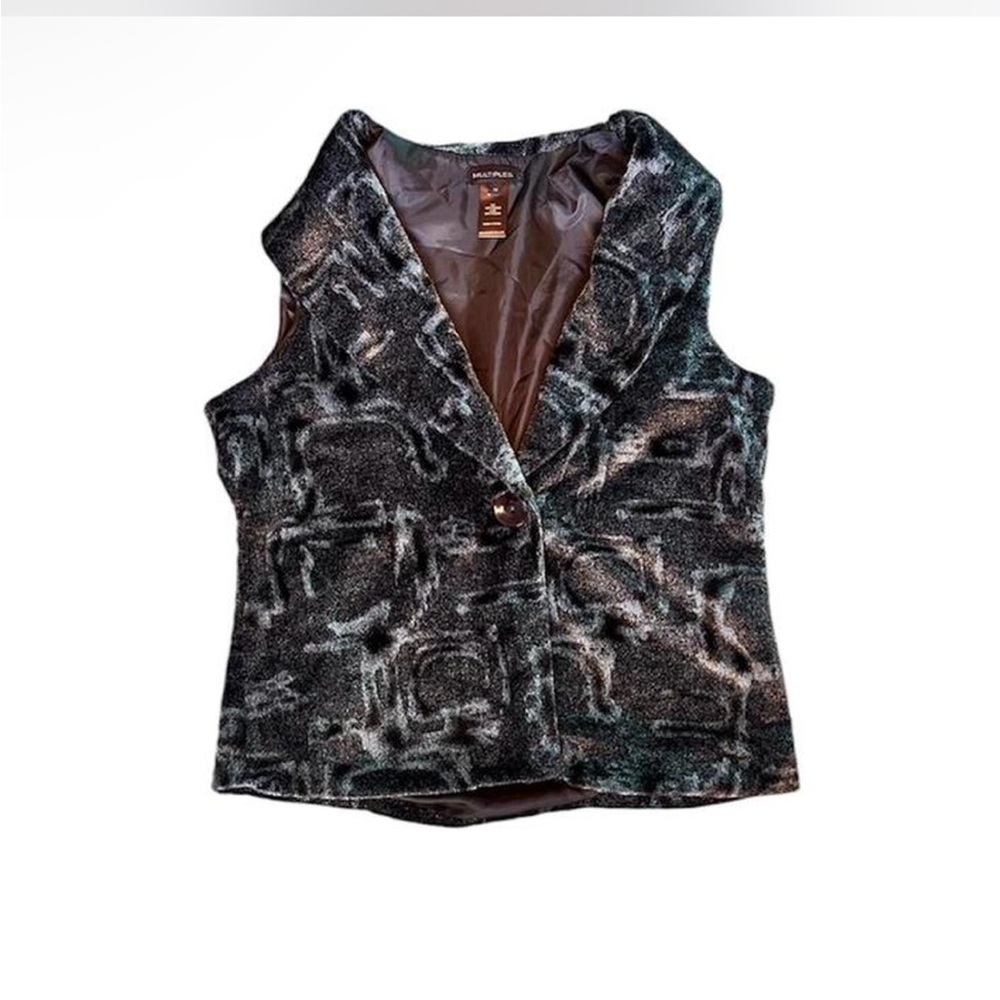 Grey and brown vintage faux fur vest